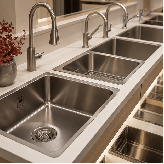 Representative kitchen sink display for home worktops