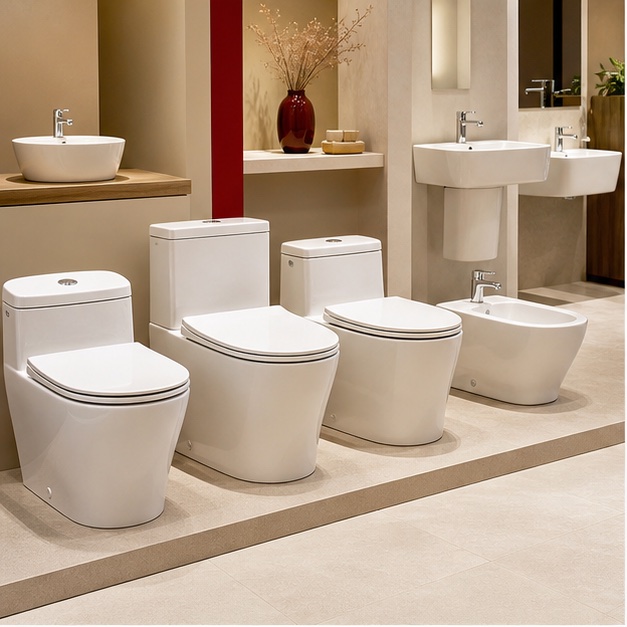 Representative sanitaryware display for bathroom planning