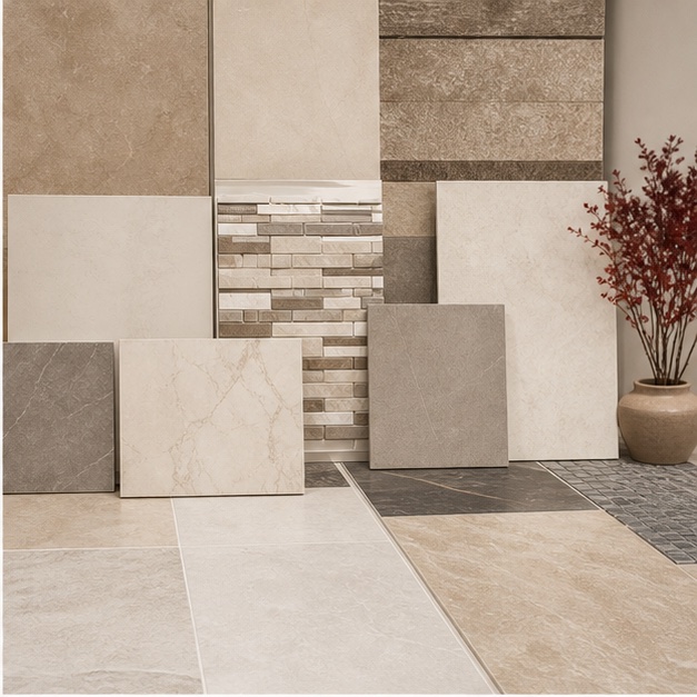 Representative neutral tile finishes for walls and floors